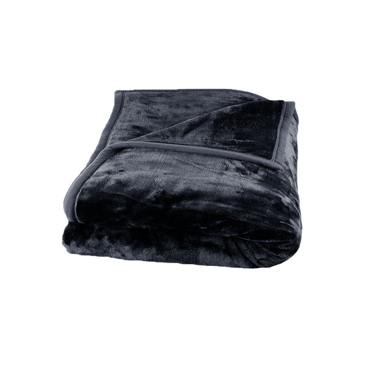 675gsm 2 Ply Solid Faux Mink Blanket QUEEN 200x240 cm Charcoal