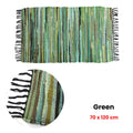 Tonal Chindi Cotton Handmade Floor Mat with Tassels 70 x 120 cm Green