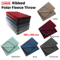 250GSM Ribbed Polar Fleece Throw 100 x 150cm Blue