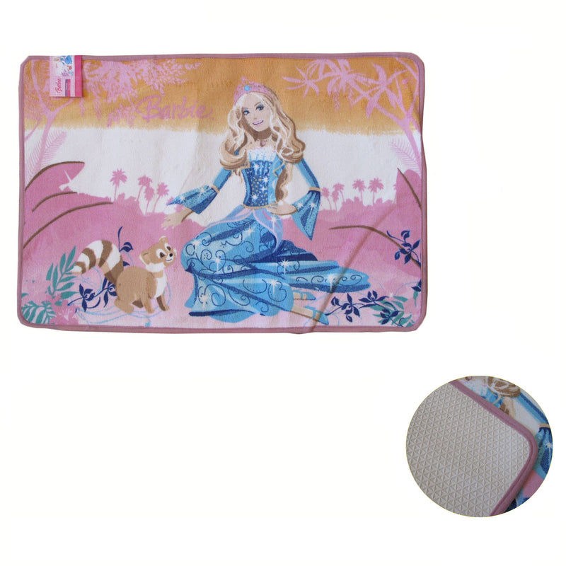 Barbie Non Slip Floor Rug 50x75cm Pink Kids Bedroom