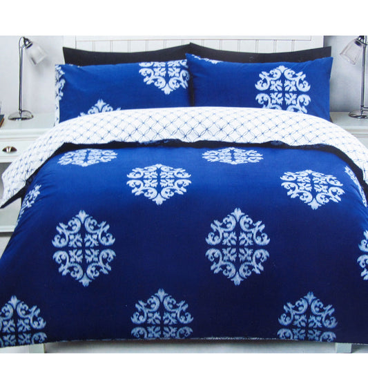 225TC Geo Damask Cotton Rich Easy Care Quilt Cover Set QUEEN