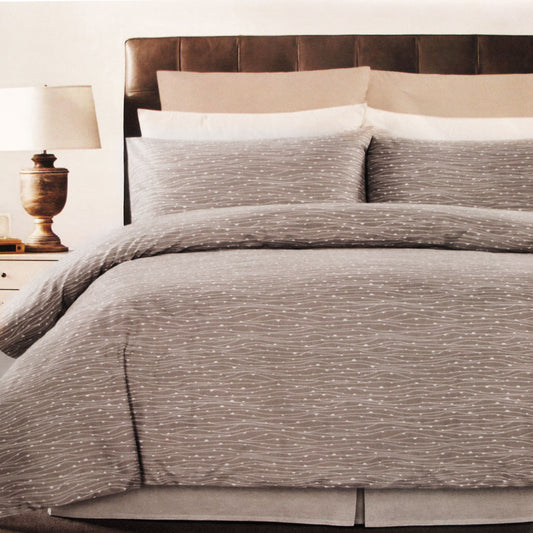 Weaves Coffee Easy Care Quilt Cover Set KING