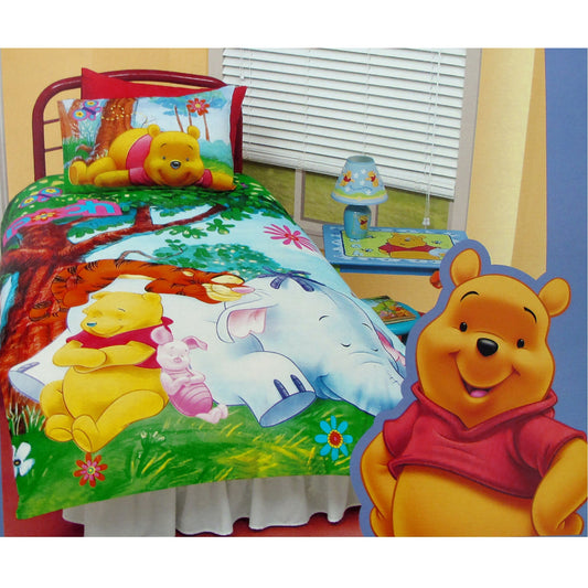 Disney Winnie The Pooh Quilt Cover Set Sleeping Under The Tree DOUBLE