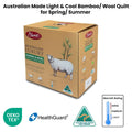 Easyrest Australian Made Light & Cool Bamboo / Wool Quilt for Spring/ Summer Single