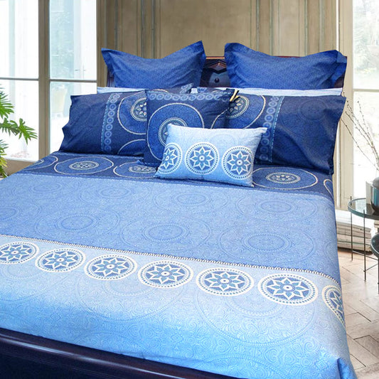 Hotel Living Bazaar Quilt Cover Set BLUE - QUEEN