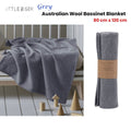 Little Gem Grey Australian Wool Bassinet Blanket 80 x 120 cm