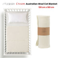 Little Gem Cream Australian Wool Cot Blanket 120 x 160 cm