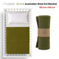 Little Gem Green Australian Wool Cot Blanket 120 x 160 cm