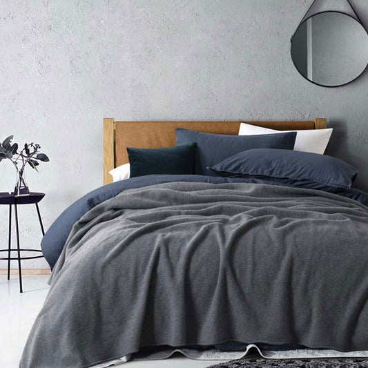 Laconia 400GSM Pure Wool Blanket Grey Double Bed