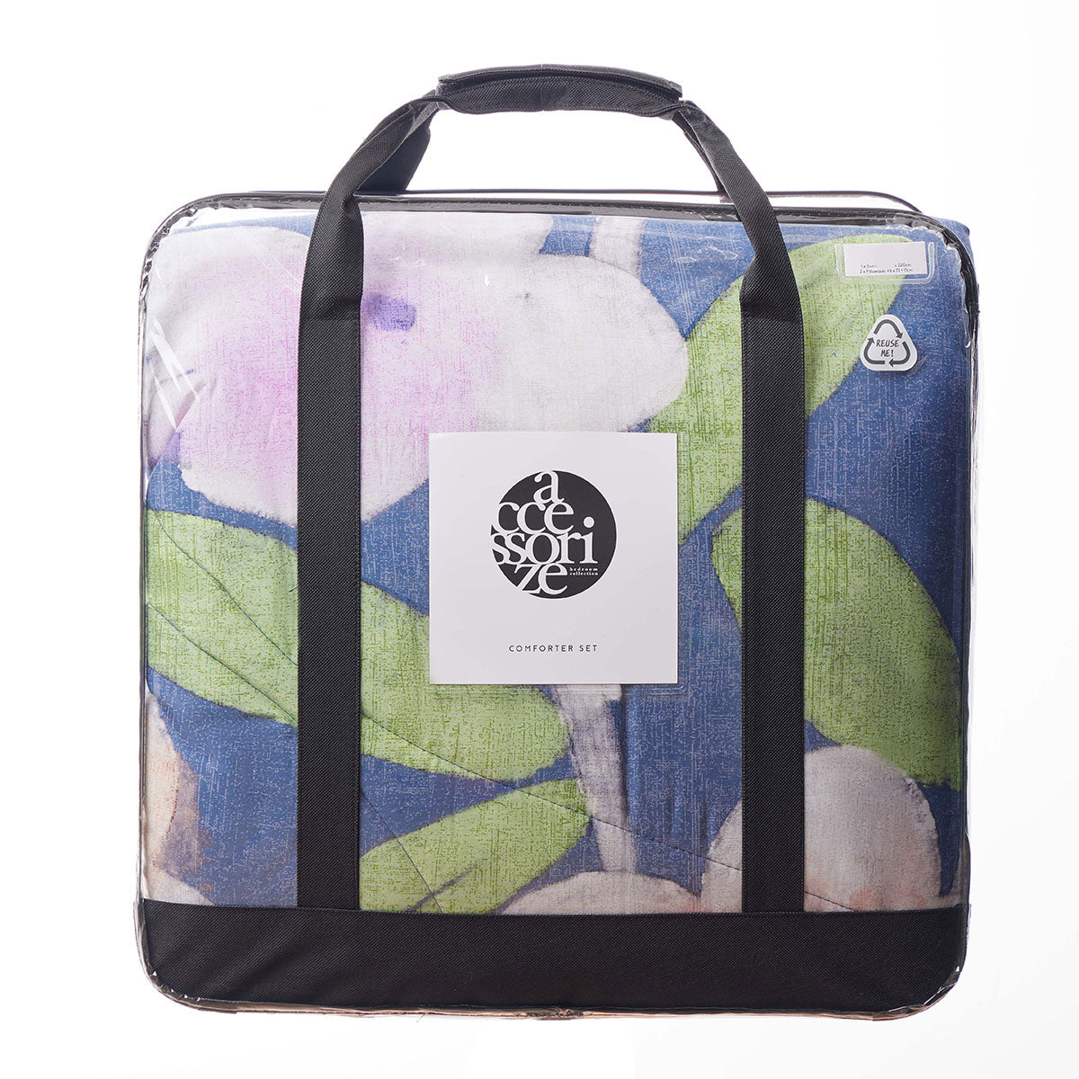 Accessorize Bella Blue Floral 3 Piece Comforter Set Queen