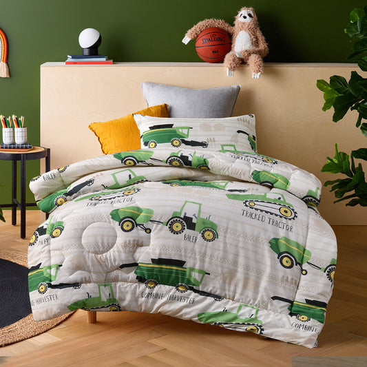 Happy Kids Country Harvest 2 Piece Washed Cotton Cover Comforter Set SINGLE 160cm x 220cm