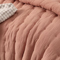 Hugo Cotton Gauze Quilted Comforter Set 3 Piece Queen Clay