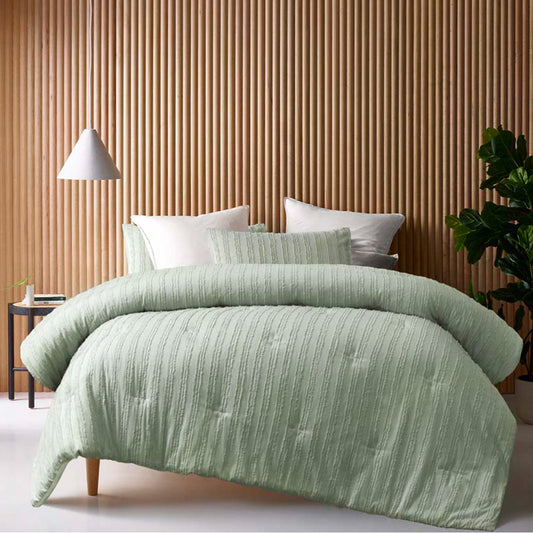 Vintage Design Homewares Reflections Sage 3 Piece Comforter Set QUEEN