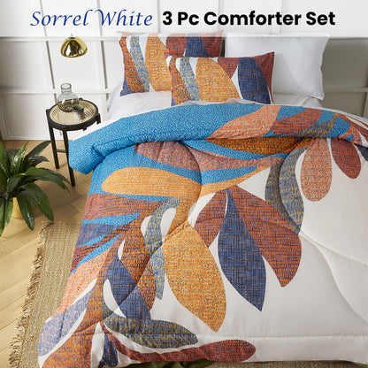Accessorize Sorrel White Foliage 3 Piece Comforter Set Double