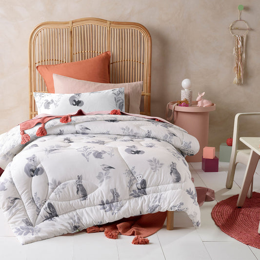 Happy Kids Woodland White 2 Piece Comforter Set SINGLE
