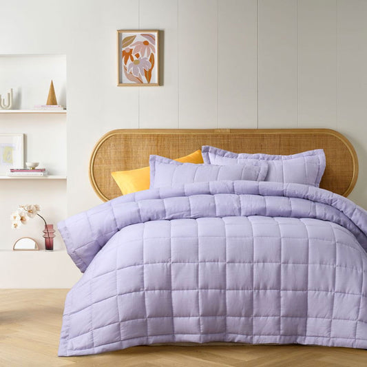 Vintage Design Homewares Lilac French Linen Coverlet Set QUEEN