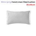 Vintage Design Homewares Dove Grey French Linen Filled Cushion Oblong - 35cm x 55cm