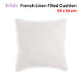 Vintage Design Homewares White French Linen Filled Cushion Square - 55cm x 55cm