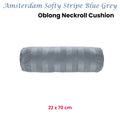 KAAT Amsterdam Softy Stripe Blue Grey Oblong Neckroll Filled Cushion 22cm x 70cm