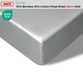 Bamboo Cotton Fitted Sheet 400TC Grey Single 40cm Wall Pocket