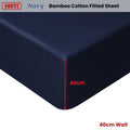 Accessorize 400TC Navy Bamboo Cotton Fitted Sheet 40cm Wall Single