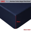Accessorize Navy Bamboo Cotton Mega Fitted Sheet 50cm Wall King
