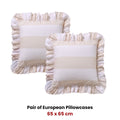 Vintage Design Homewares Pair of Candy Ruffle Natural European Pillowcases 65 x 65cm