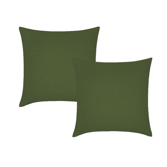 Pair Olive French Linen Pillowcases 65x65cm European