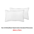 Accessorize Pair of White/Black Piped Hotel Deluxe Cotton Standard Pillowcases