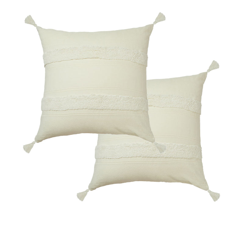 Accessorize Indra Cotton Tassel Pillowcases Pair Off White EUR