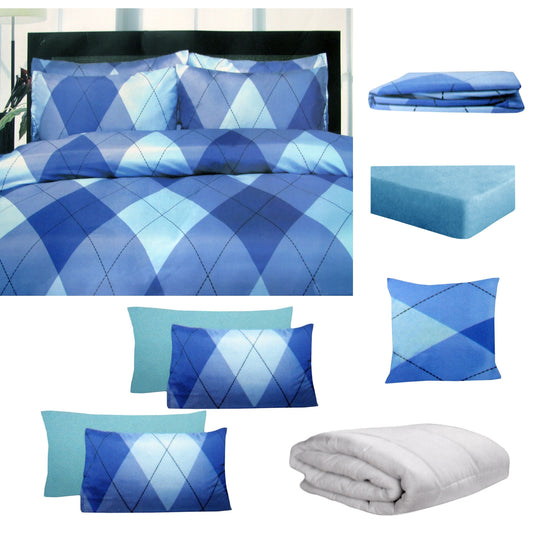 Big Sleep 8 Pce Bed in a Bag Set Argyles Blue KING