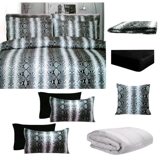 Big Sleep 8 Pce Bed in a Bag Set Snake Skin Black DOUBLE