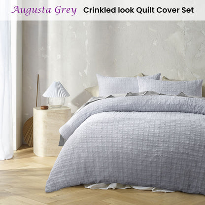 Accessorize Augusta Grey Ruched Quilt Cover Set King