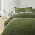 Accessorize Augusta Olive Crinkled Look Quilt Cover Set King
