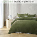 Accessorize Augusta Olive Crinkled Look Quilt Cover Set Queen