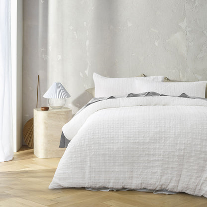 Accessorize Augusta White Ruched Quilt Cover Set Double