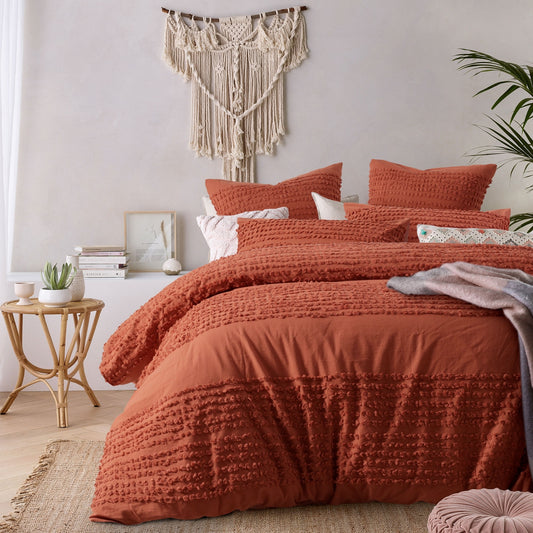 Vintage Design Homewares Betty Tobacco Quilt Cover Set QUEEN