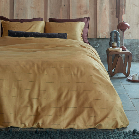 PIP Studio Blurred Lines Yellow Cotton Sateen Quilt Cover Set KING