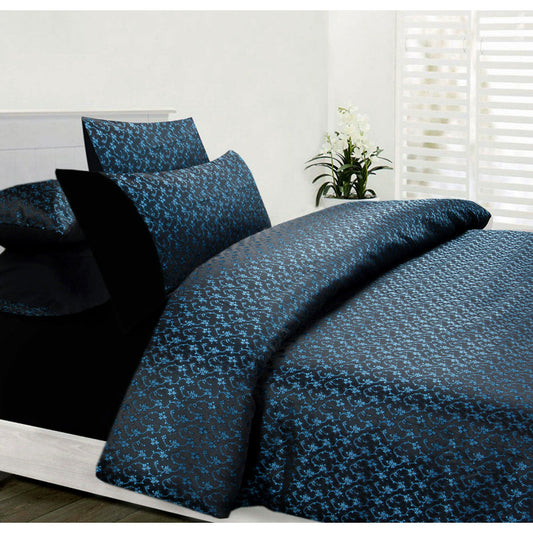 Accessorize Bouquet Blue Jacquard Quilt Cover Set DOUBLE