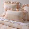 Vintage Design Homewares Candy Ruffle Natural Striped Washed Cotton Quilt Cover SetQueen