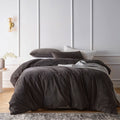 Vintage Cotton Velvet Quilt Cover Set Storm Grey Queen
