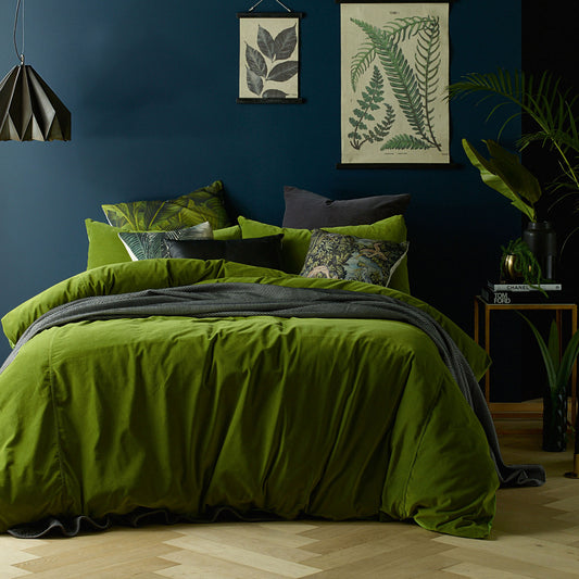 Vintage Design Homewares Cotton Velvet Quilt Cover Set Mossy Road KING
