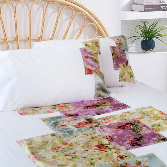 Accessorize Country Rose White Quilt Cover Set QUEEN