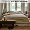 Bedding House Elie Natural Cotton Sateen Quilt Cover Set Queen