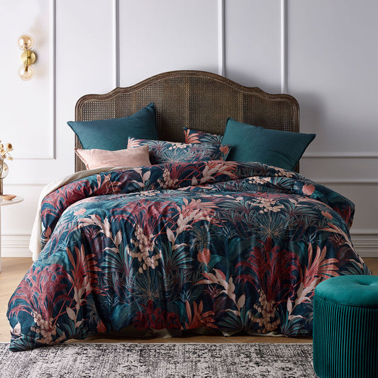 Vintage Design Homewares Etheridge Printed Velvet Quilt Cover Set QUEEN
