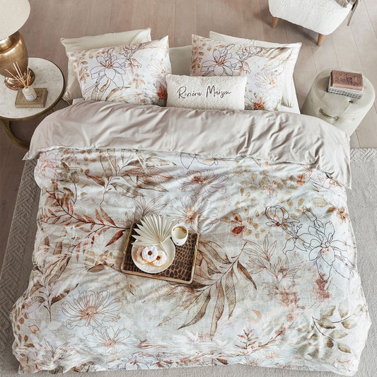Riviera Maison Everlasting Natural Cotton Quilt Cover Set QUEEN