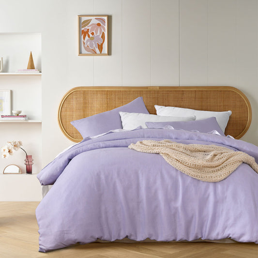 Vintage Design Homewares Lilac French Linen Quilt Cover Set SUPER KING