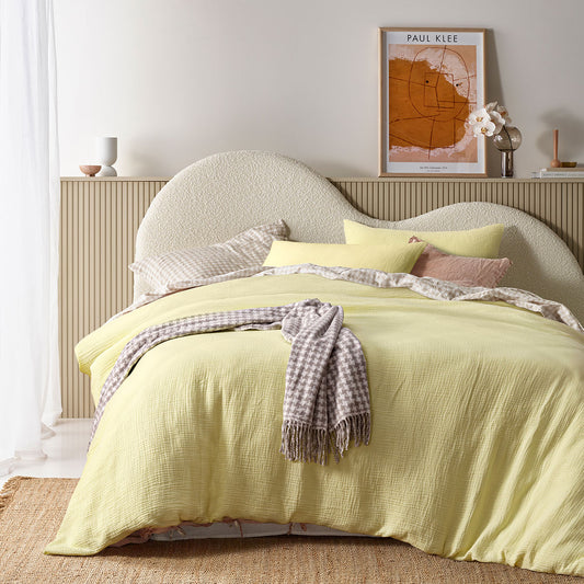 Vintage Design Homewares Hugo Butter Cotton Gauze Quilt Cover Set KING