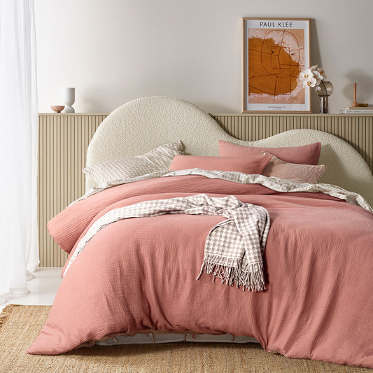 Vintage Design Homewares Hugo Clay Cotton Gauze Quilt Cover Set KING