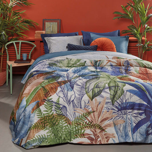 Bedding House Isla Blue Cotton Sateen Quilt Cover Set KING